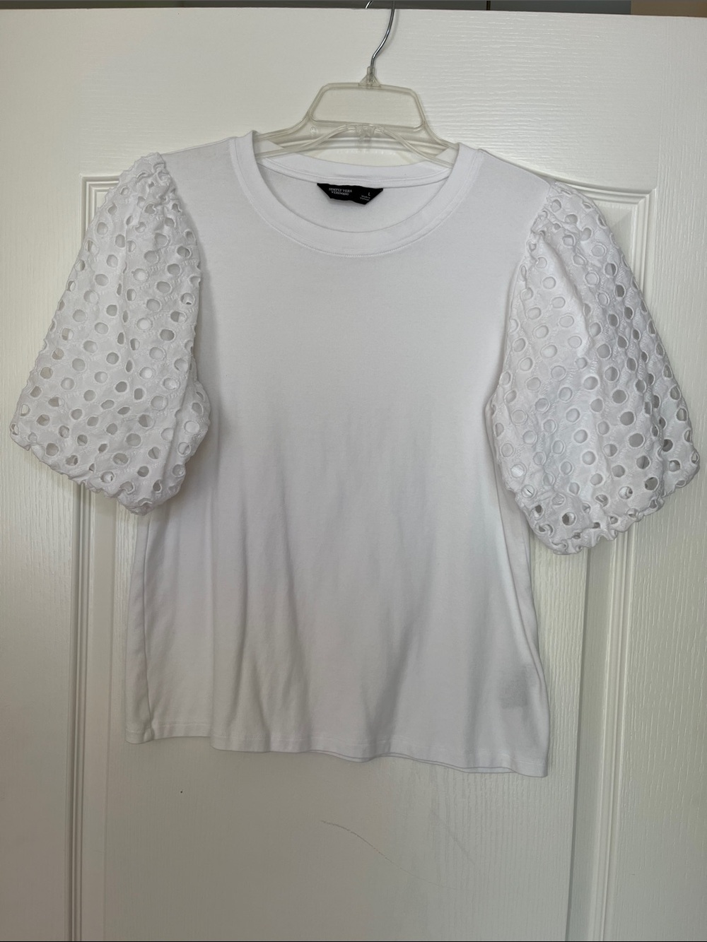 Simply Vera Vera Wang White Eyelet Puff-Sleeve Tee